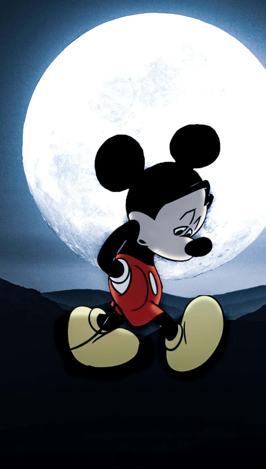 Mickey Mouse, full moon, dark blue night sky, HD Phone Wallpaper