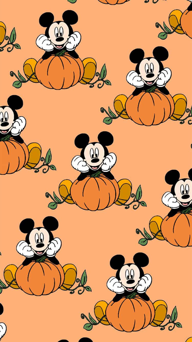 Mickey Mouse, pumpkin pattern, orange pumpkins, HD Phone Wallpaper