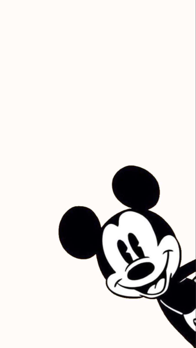Mickey Mouse, black and white, off white background, SD Phone Wallpaper