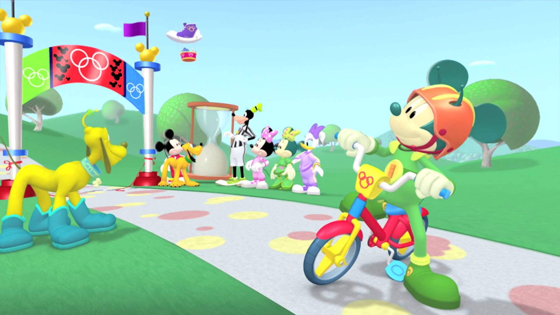Mickey Mouse Clubhouse, Mickey Mouse, bike race, Full HD Desktop Wallpaper