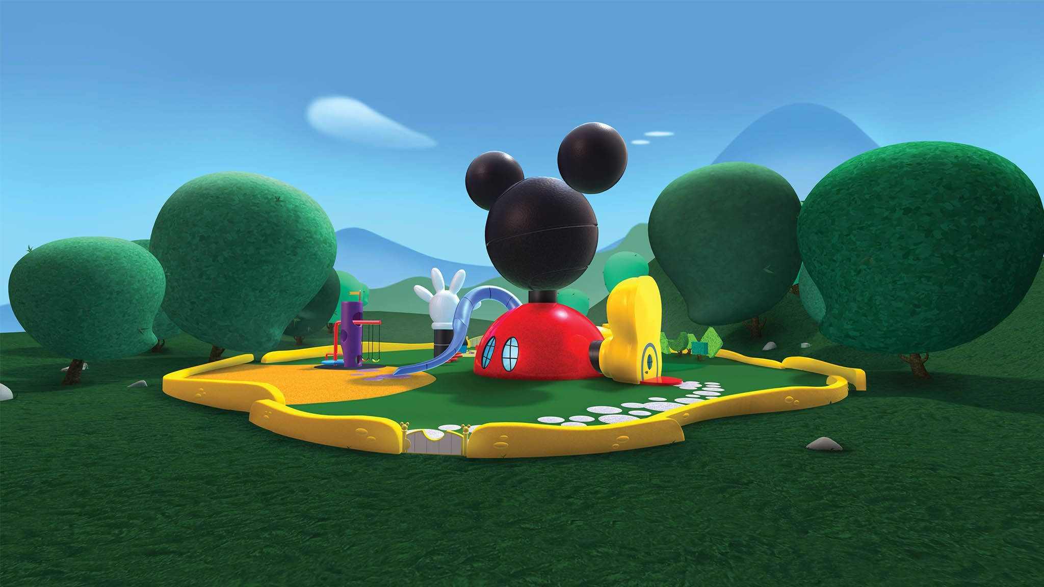 Mickey Mouse Clubhouse, 3d-rendered, colorful slides, Full HD Desktop Wallpaper