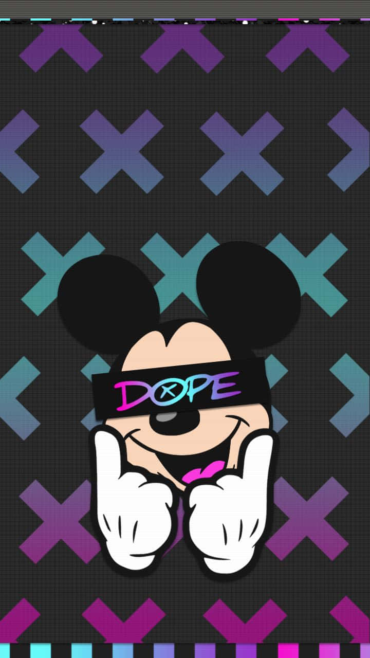 Mickey Mouse, DOPE blindfold, peace signs, HD Phone Wallpaper