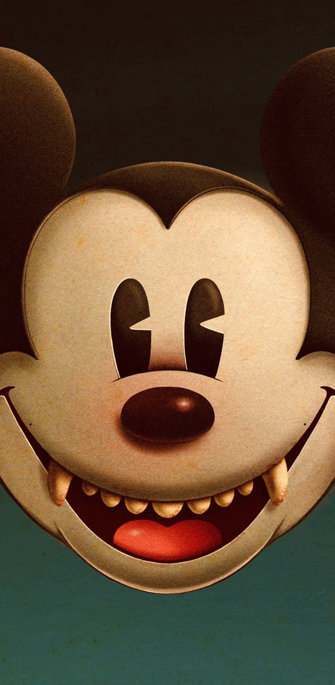 Mickey Mouse, red tongue, dark teal background, Full HD Phone Wallpaper