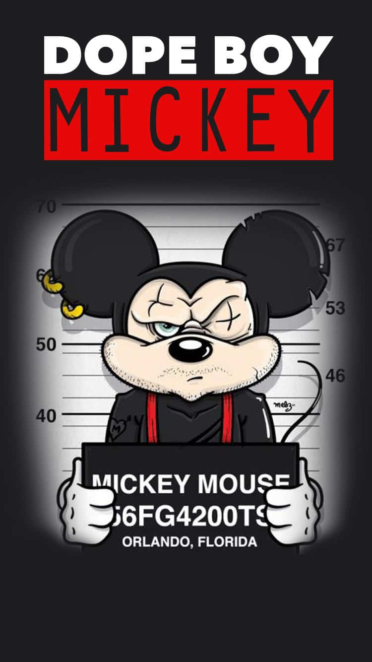 Mickey Mouse, dope boy, police booking background, HD Phone Wallpaper