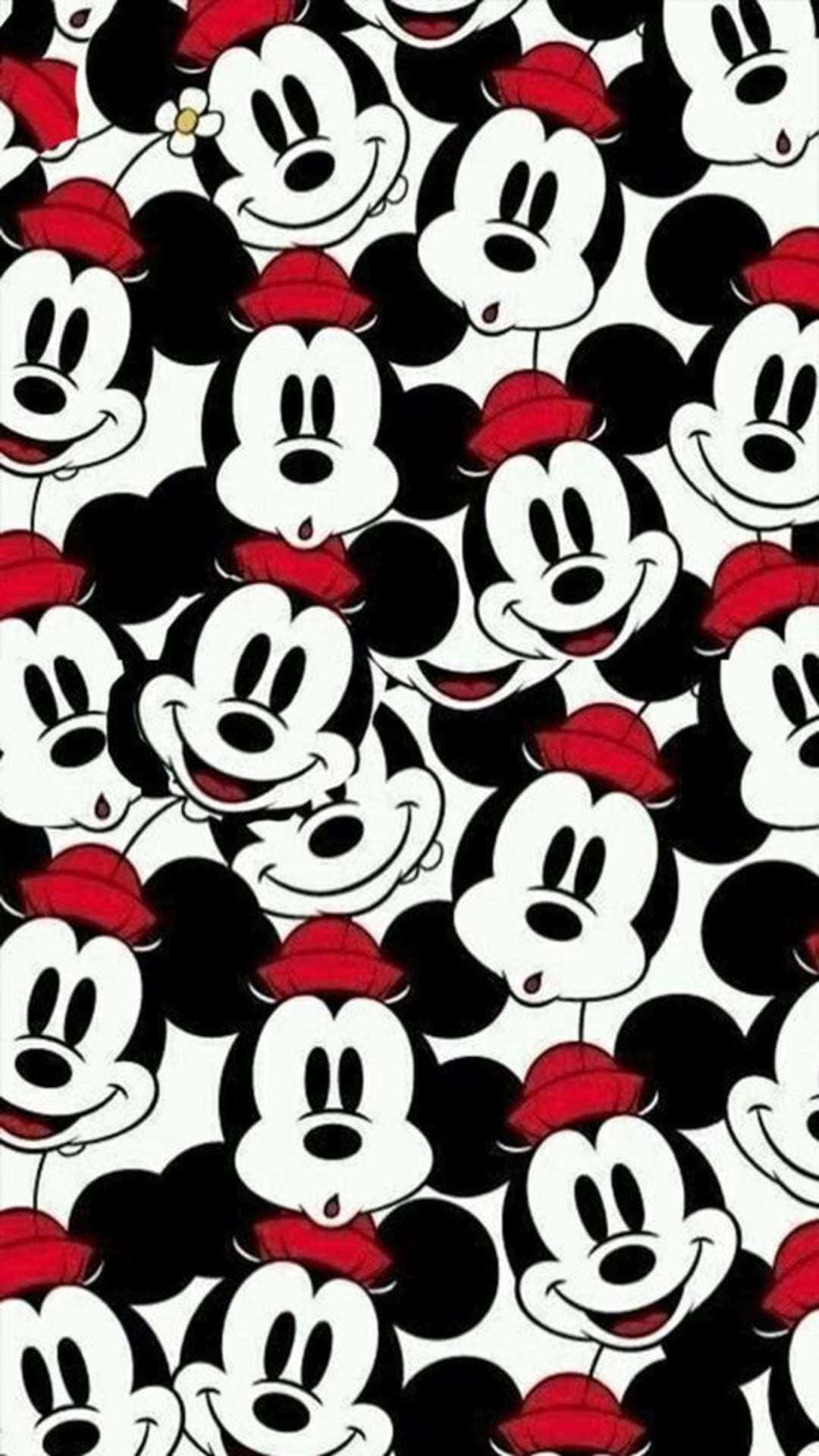 Mickey Mouse, black white and red, red hats, Full HD Phone Wallpaper