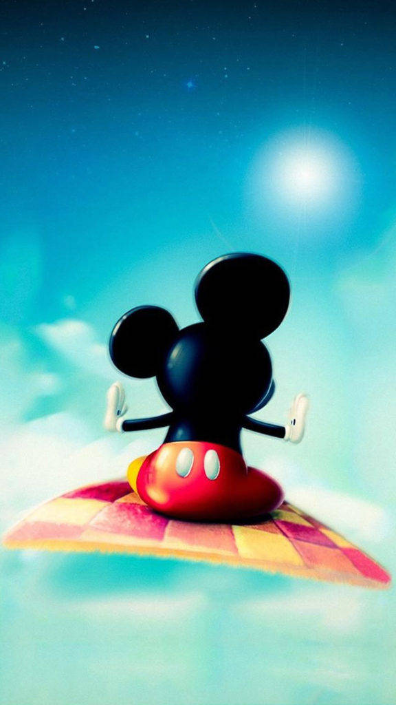 Mickey Mouse, colorful rug, starry blue sky, SD Phone Wallpaper