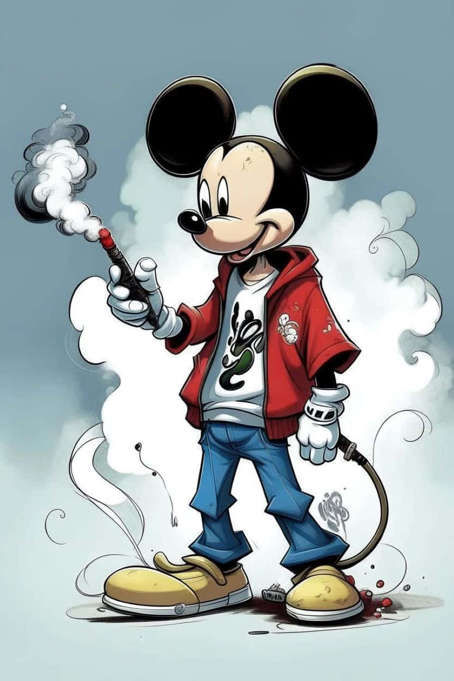Mickey Mouse, red jacket, blue jeans, HD Phone Wallpaper