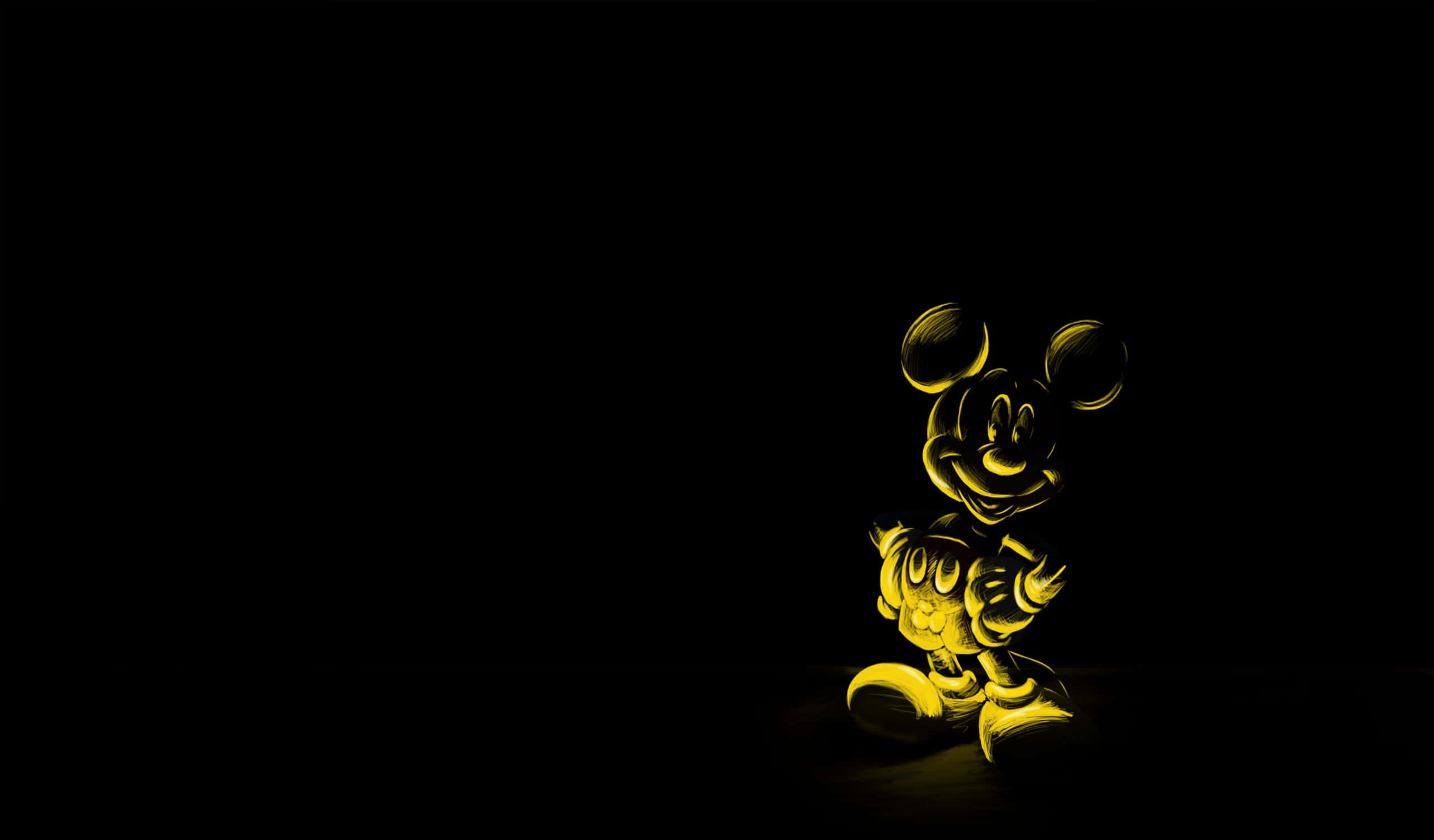 Mickey Mouse, yellow, glowing, 2K Desktop Wallpaper
