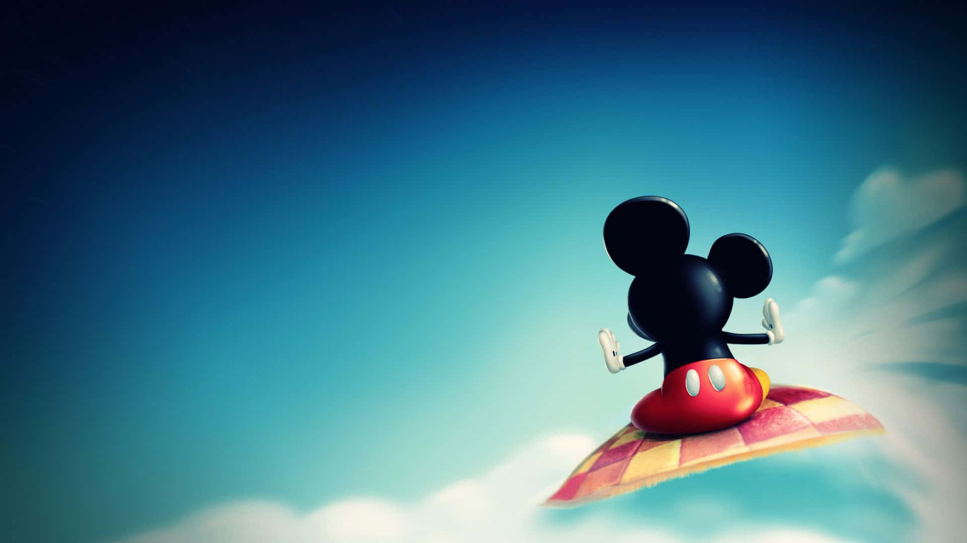 Mickey Mouse, checkered surfboard, cloud, Full HD Desktop Wallpaper