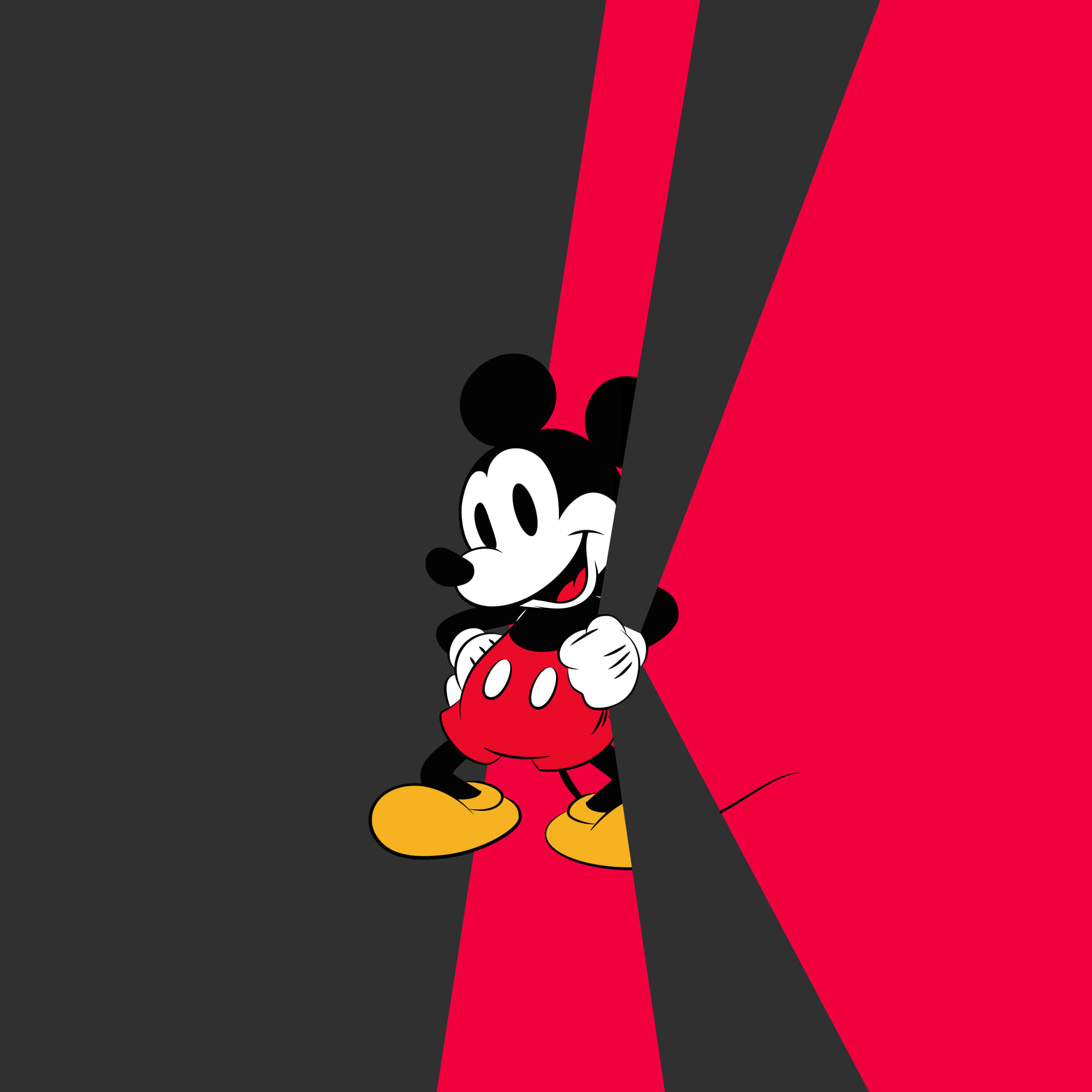 Mickey Mouse, Red and Black, diagonal split background, Full HD Desktop Wallpaper