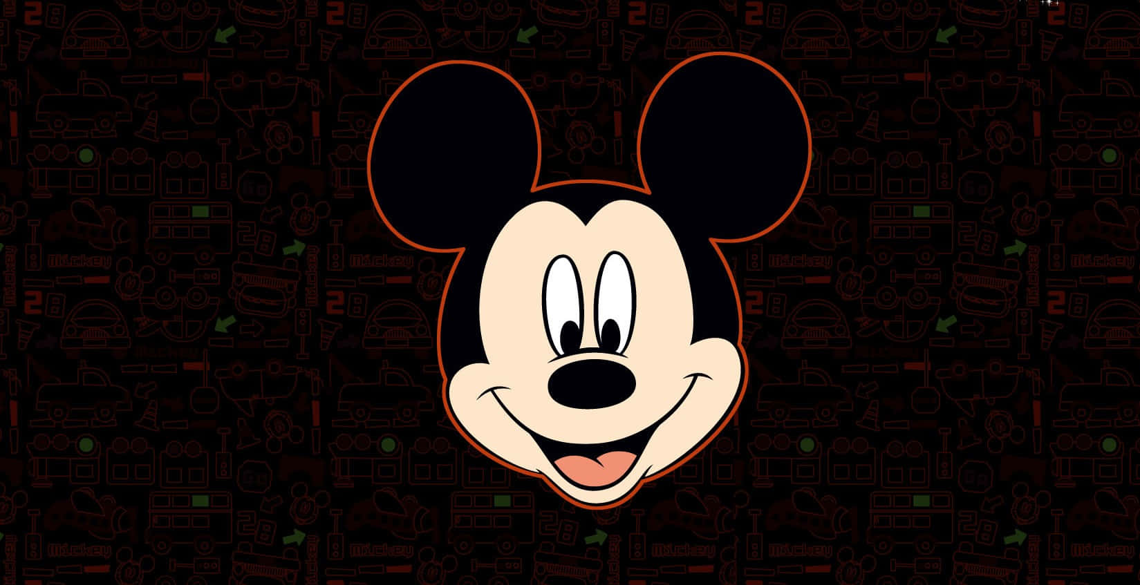 Mickey Mouse, orange outline, dark background, HD Desktop Wallpaper