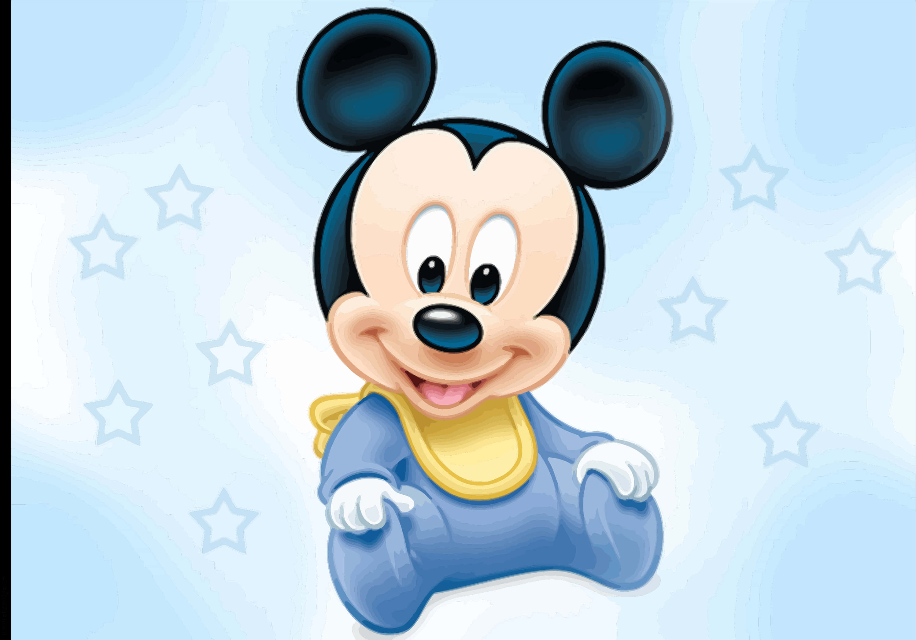 Mickey Mouse, blue pajamas, yellow bib, 2K Desktop Wallpaper