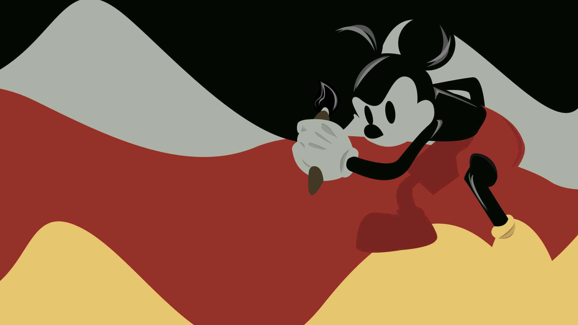 Mickey Mouse, black and white style, smoking pipe, Full HD Desktop Wallpaper