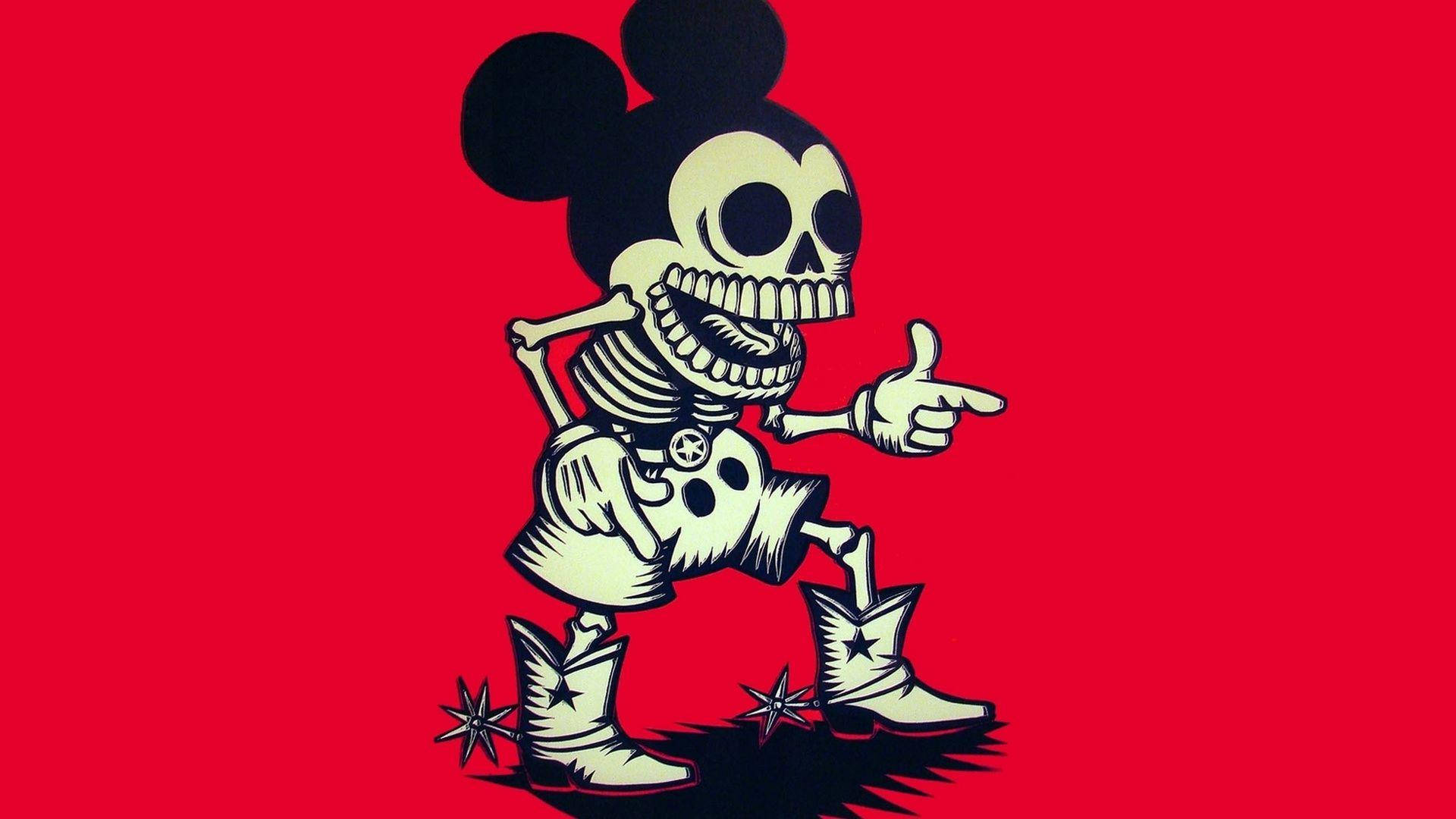 Mickey Mouse, skeleton, Mickey Mouse attire, Full HD Desktop Wallpaper