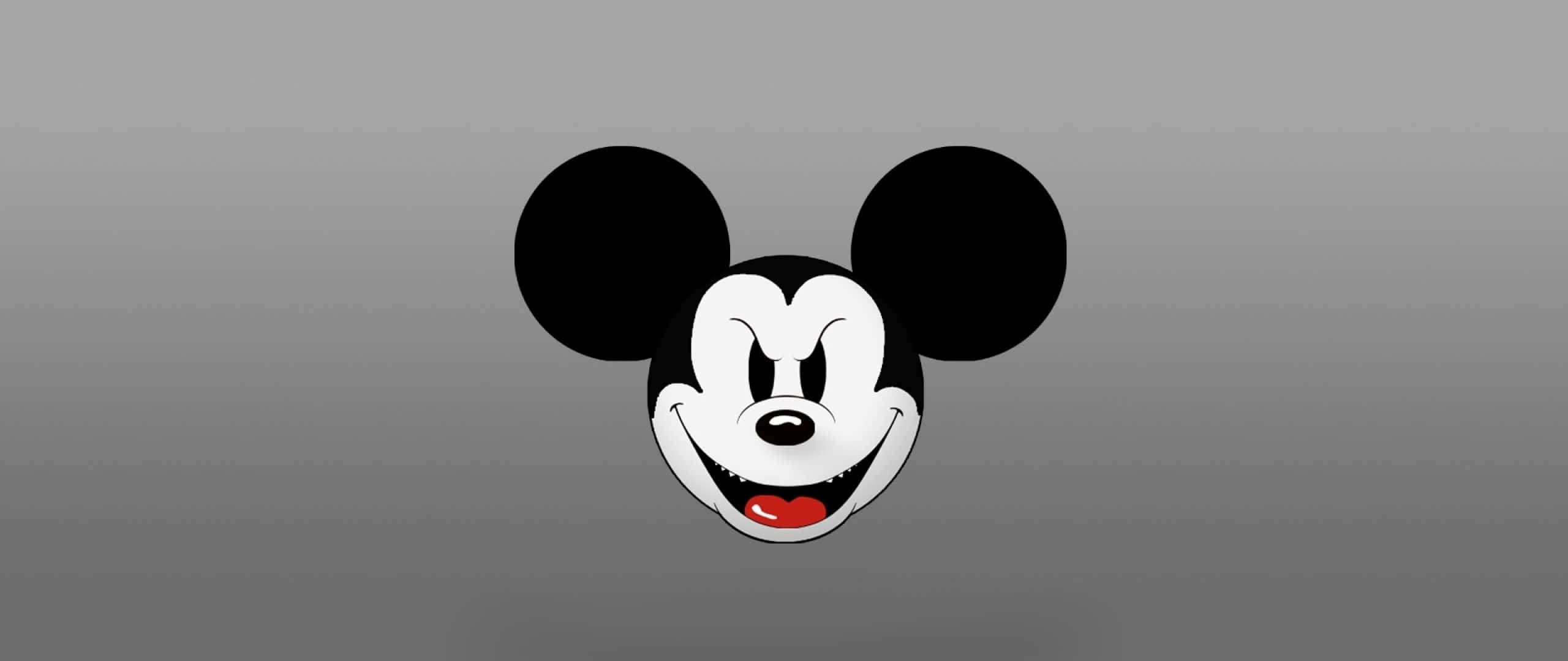 Mickey Mouse, Mickey Mouse Ears, gray gradient background, 2K Desktop Wallpaper