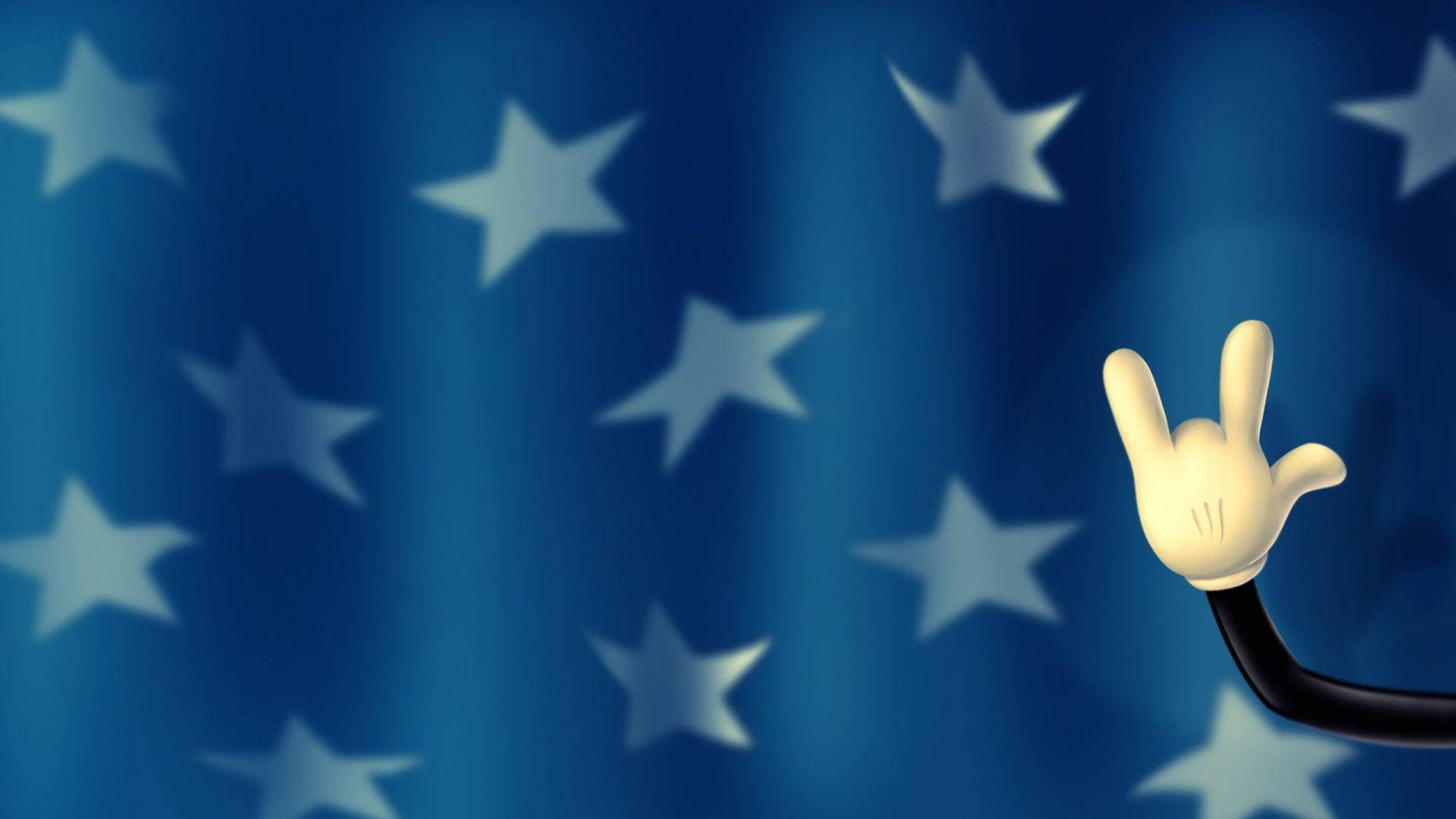 Mickey Mouse, Rock And Roll Hand, blue background, Full HD Desktop Wallpaper