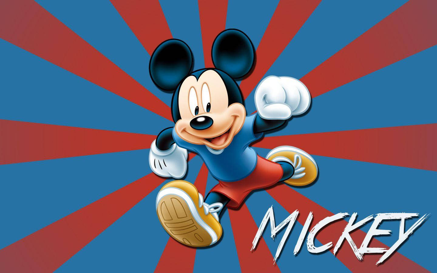 Mickey Mouse, HD, red and blue radial background, HD Desktop Wallpaper