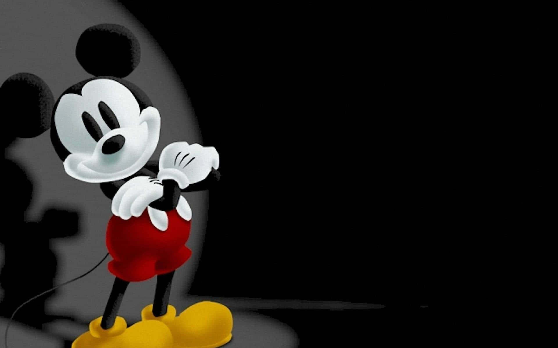 Mickey Mouse, dark background, spotlight, Full HD Desktop Wallpaper