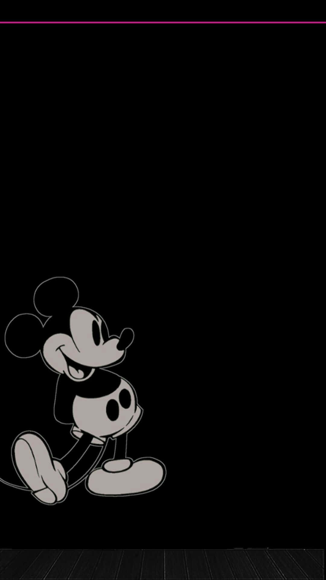 Mickey Mouse, grayscale, stark black background, Full HD Phone Wallpaper
