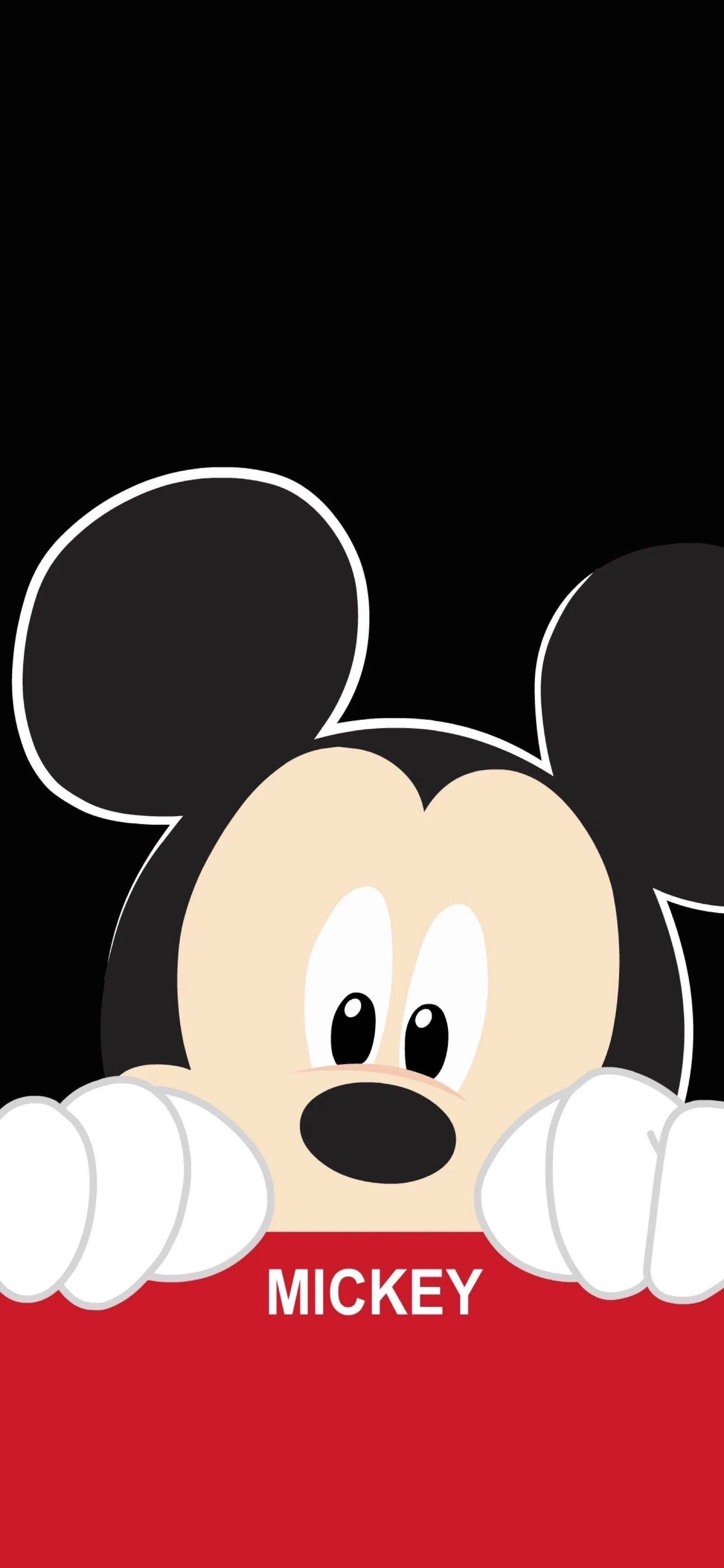 Mickey Mouse, iPhone, red barrier, 2K Phone Wallpaper