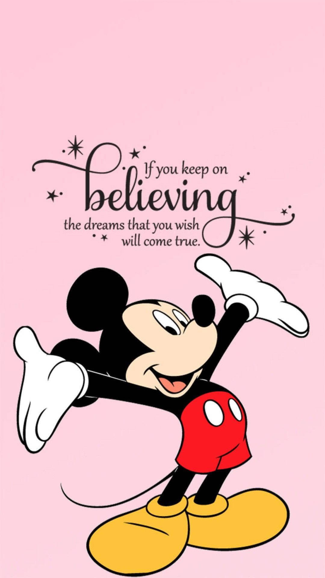Mickey Mouse, iPhone, soft pink background, Full HD Phone Wallpaper