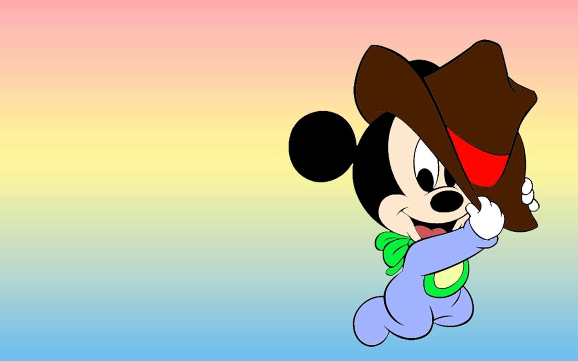 Mickey Mouse, cowboy hat, blue outfit, Full HD Desktop Wallpaper