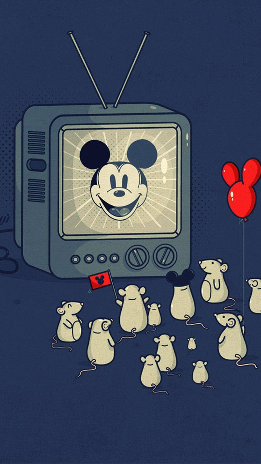 Mickey Mouse, Vintage TV, white mice, Full HD Phone Wallpaper