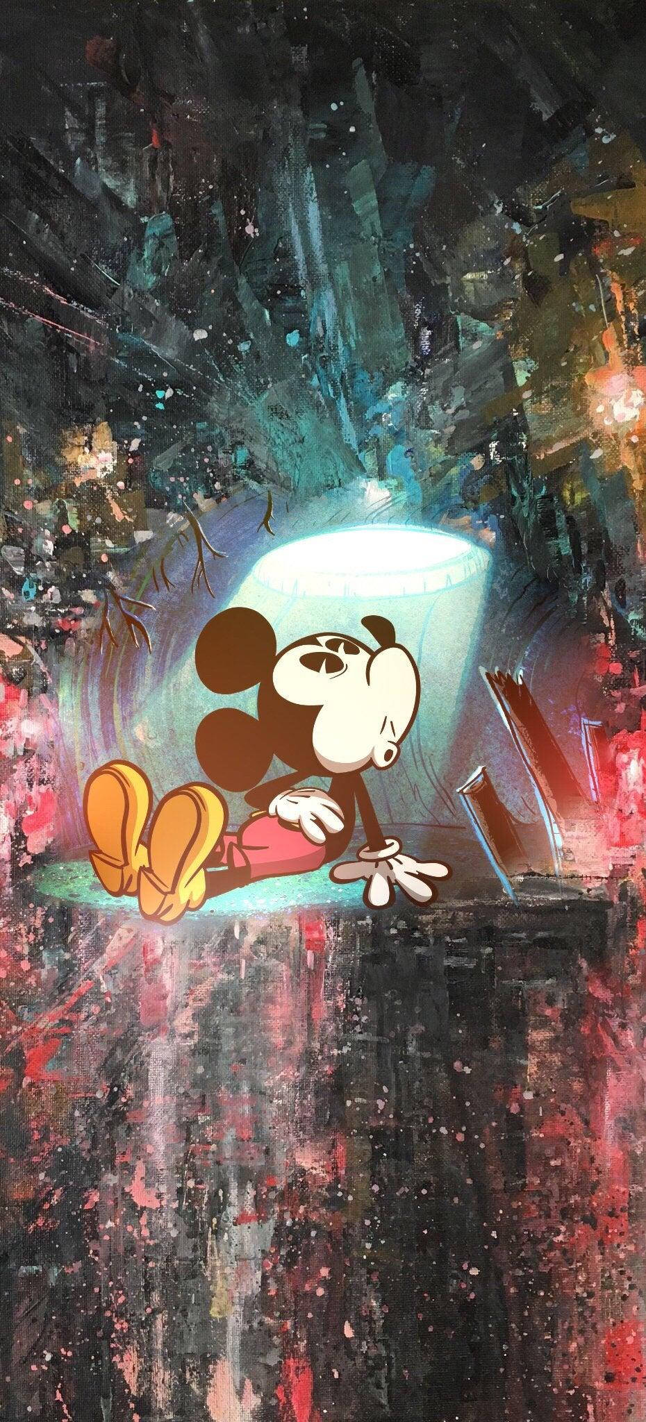 Mickey Mouse, iPhone, dark abstract space, Full HD Phone Wallpaper