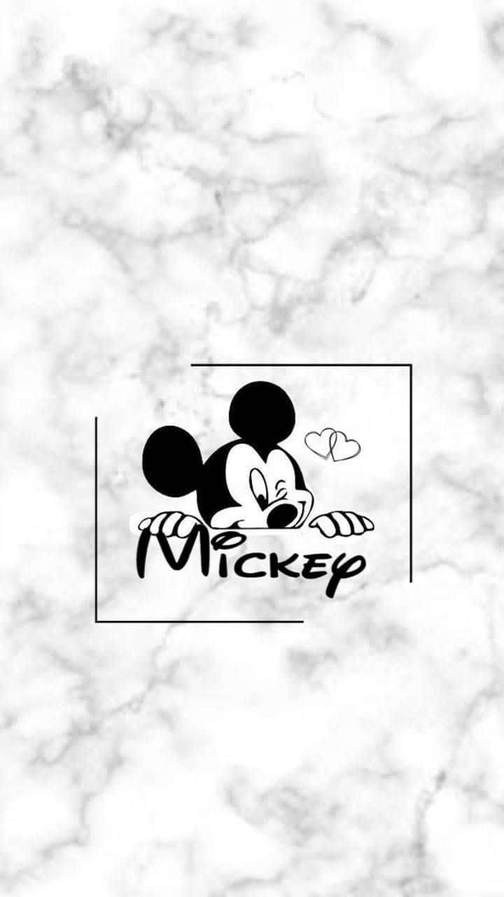 Mickey Mouse, marble background, white marble, HD Phone Wallpaper