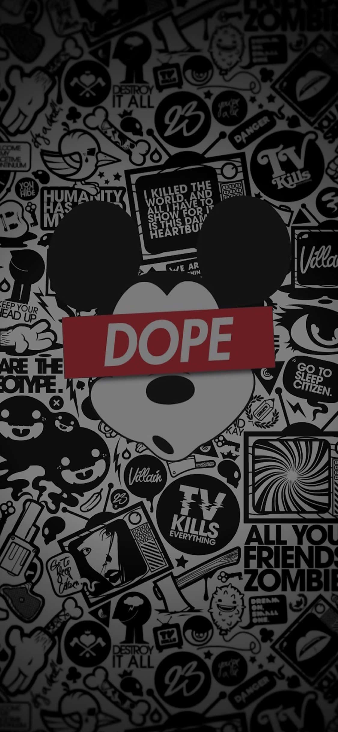 Mickey Mouse, Dope Designer iPhone, red 'DOPE' banner, Full HD Phone Wallpaper