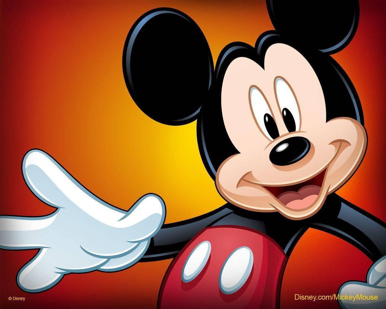 Mickey Mouse, warm gradient sunset, smiling, HD Desktop Wallpaper