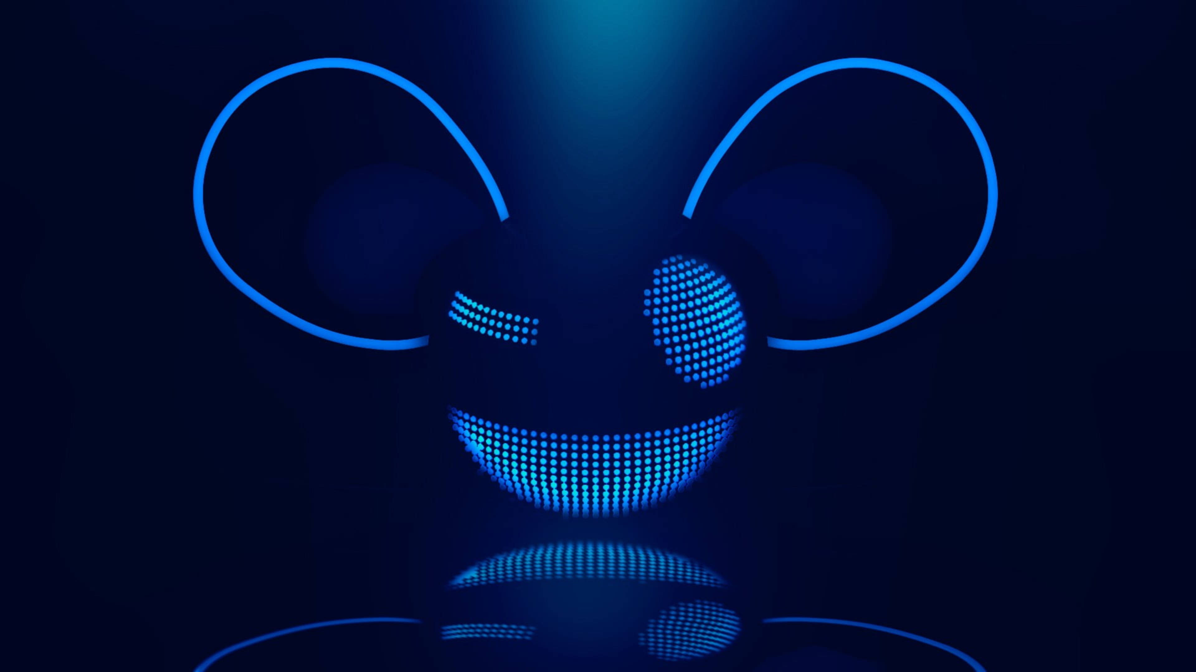 Mickey Mouse, LED 4K, glowing blue, 4K Desktop Wallpaper