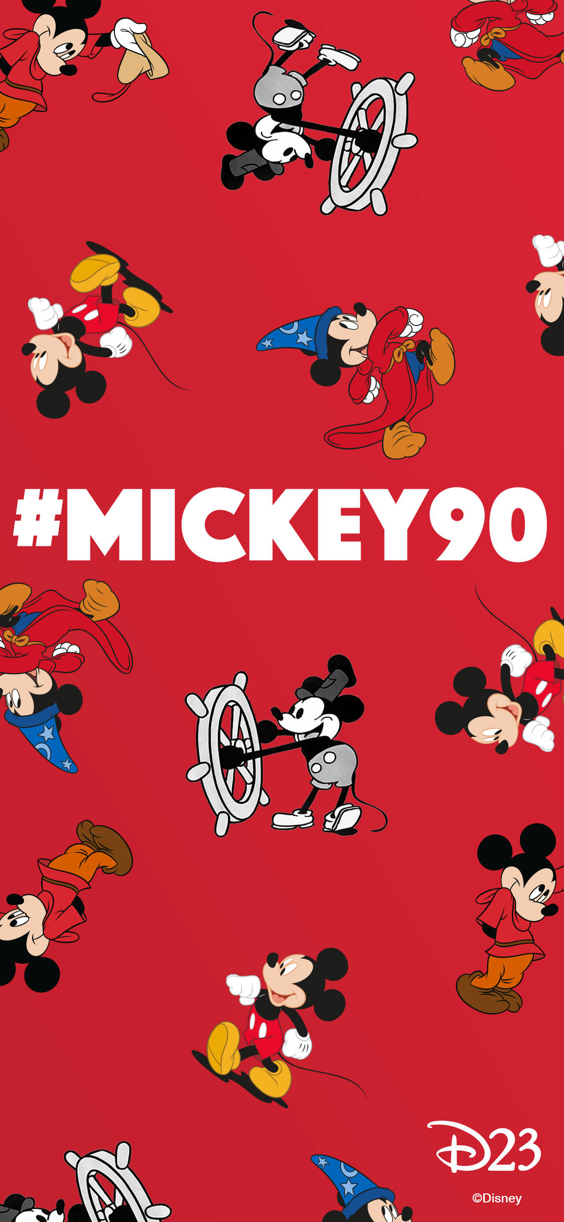 Mickey Mouse, 90th anniversary, vibrant red, Full HD Phone Wallpaper