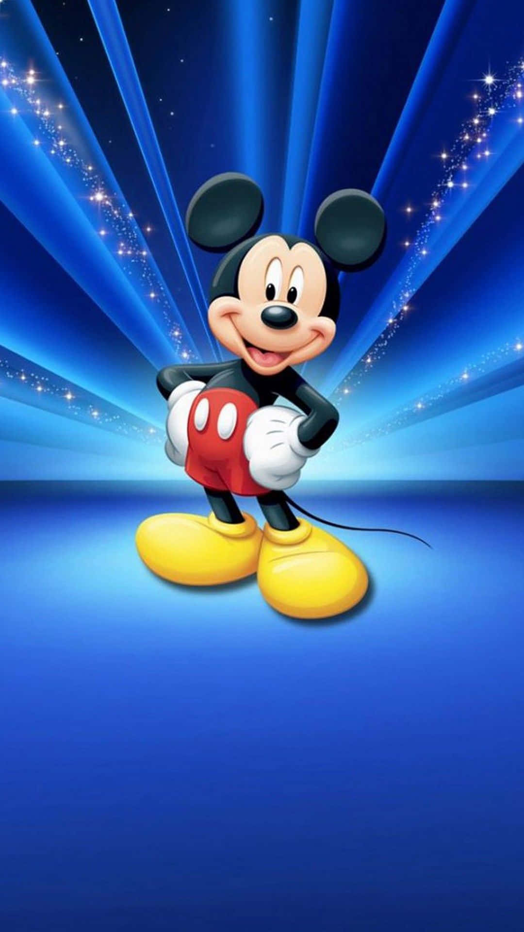 Mickey Mouse, blue background, radiant blue, Full HD Phone Wallpaper