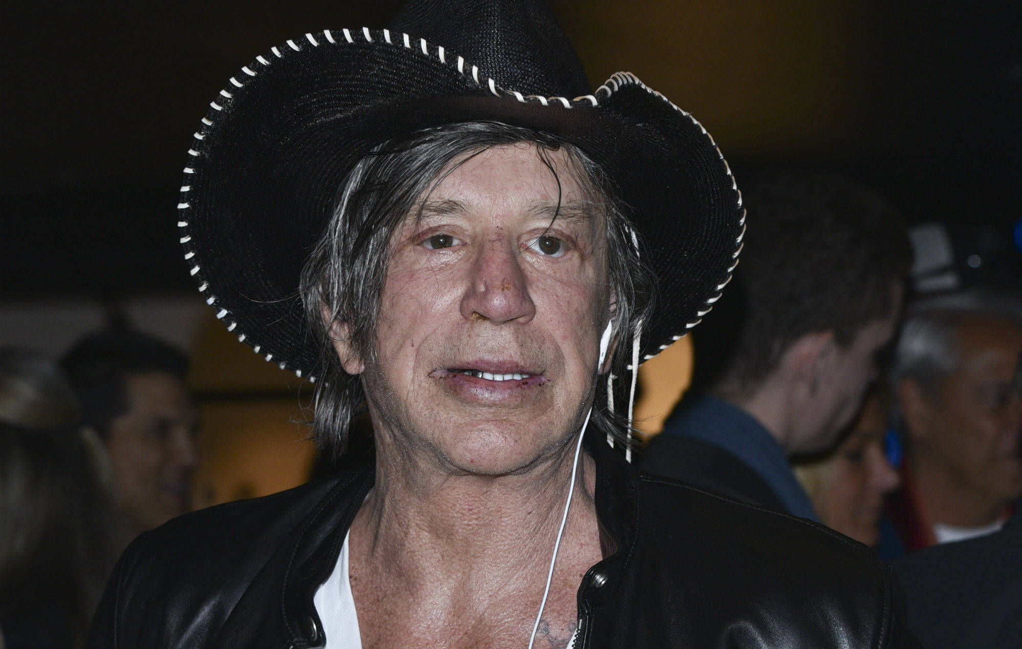 Mickey Rourke, black cowboy hat, white stitching, Full HD Desktop Wallpaper