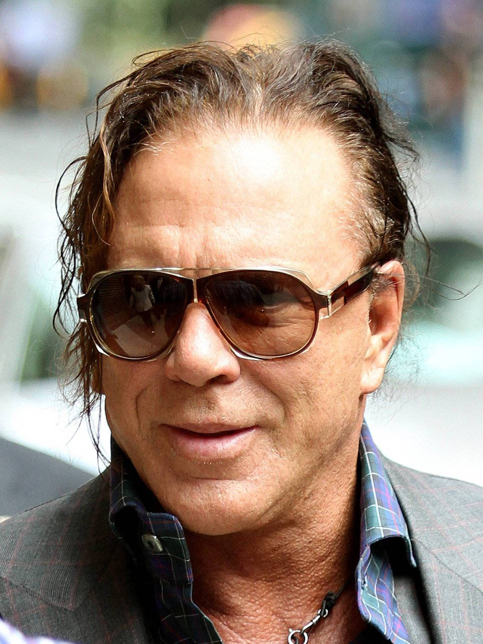 Mickey Rourke, aviator sunglasses, plaid shirt, HD Phone Wallpaper