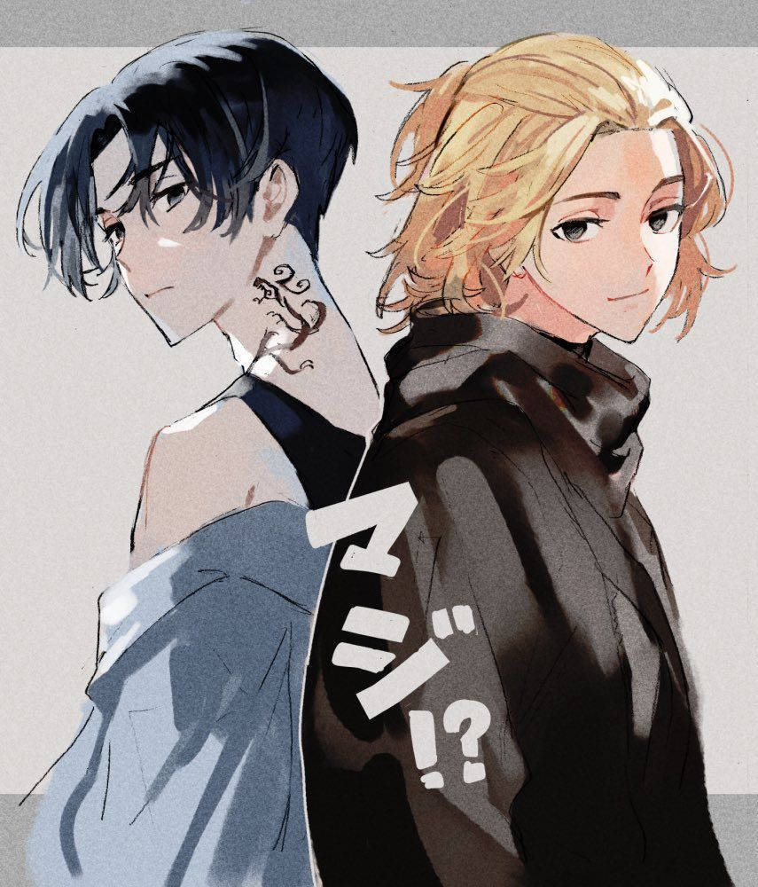 Mickey Tokyo Revengers, anime characters, contrasting hair colors, SD Phone Wallpaper