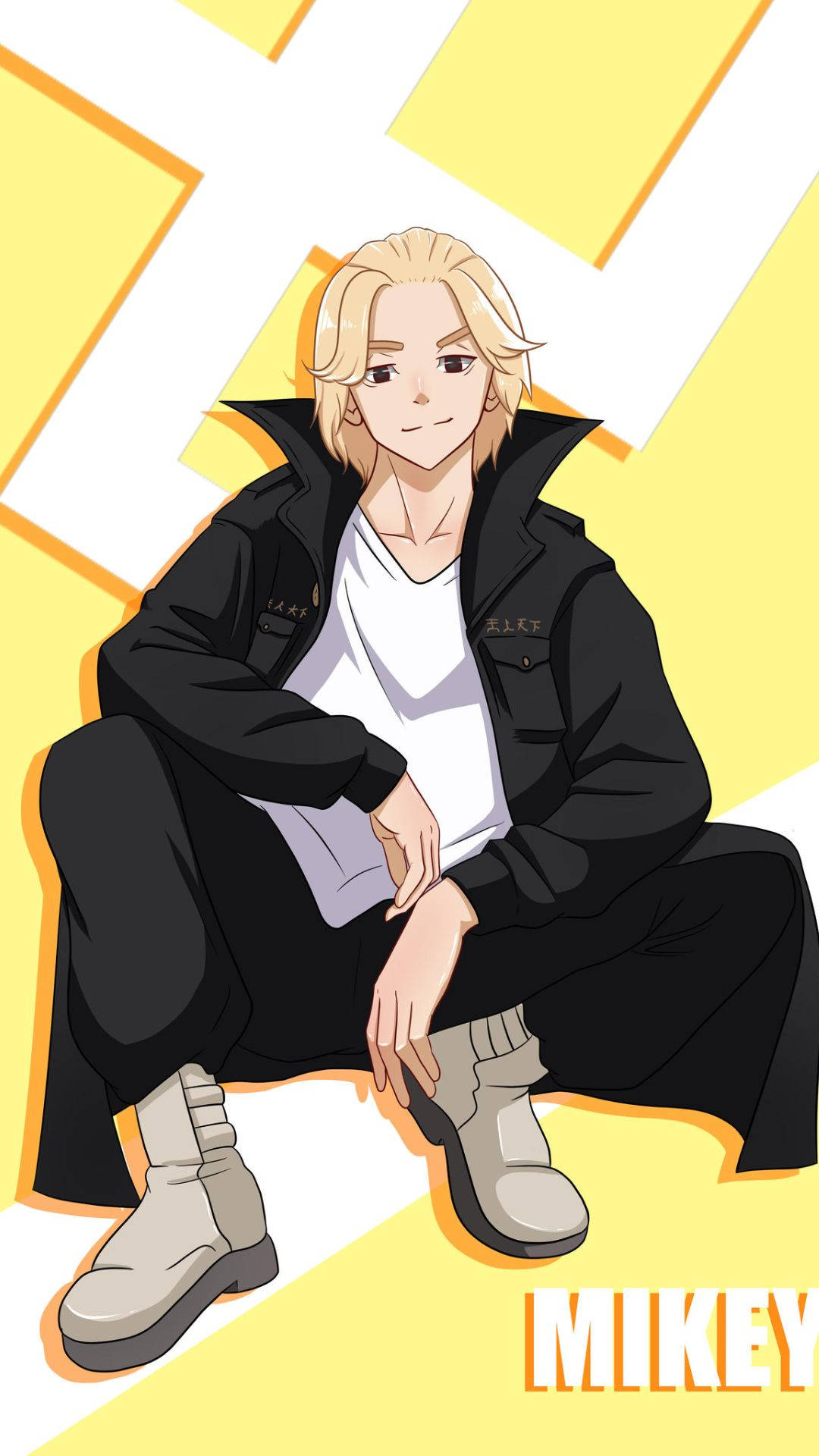Yellow Mickey Tokyo Revengers, blonde anime boy, black jacket, Full HD Phone Wallpaper