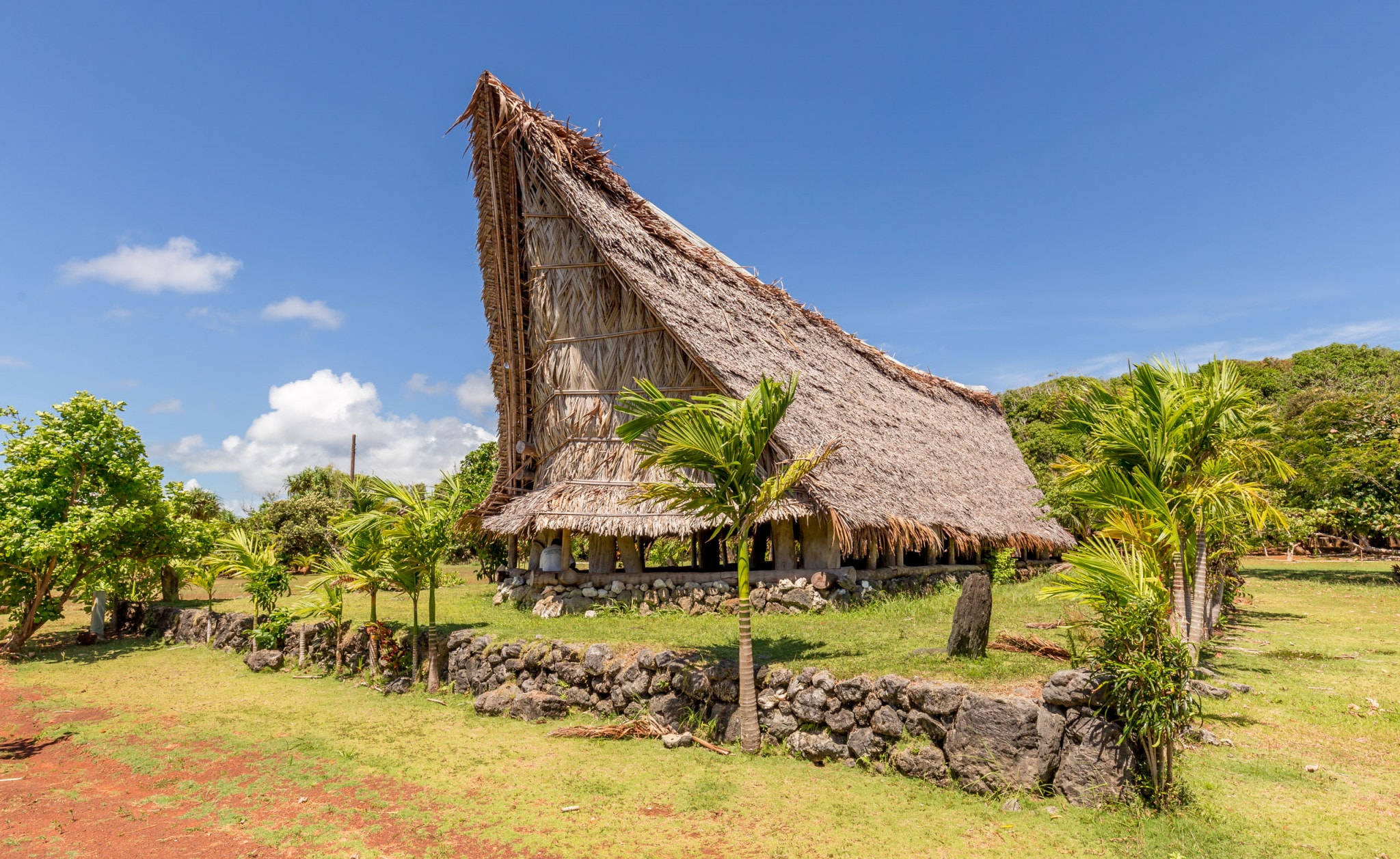 Micronesia, thatched-roof hut, steeply pitched roof, Full HD Desktop Wallpaper