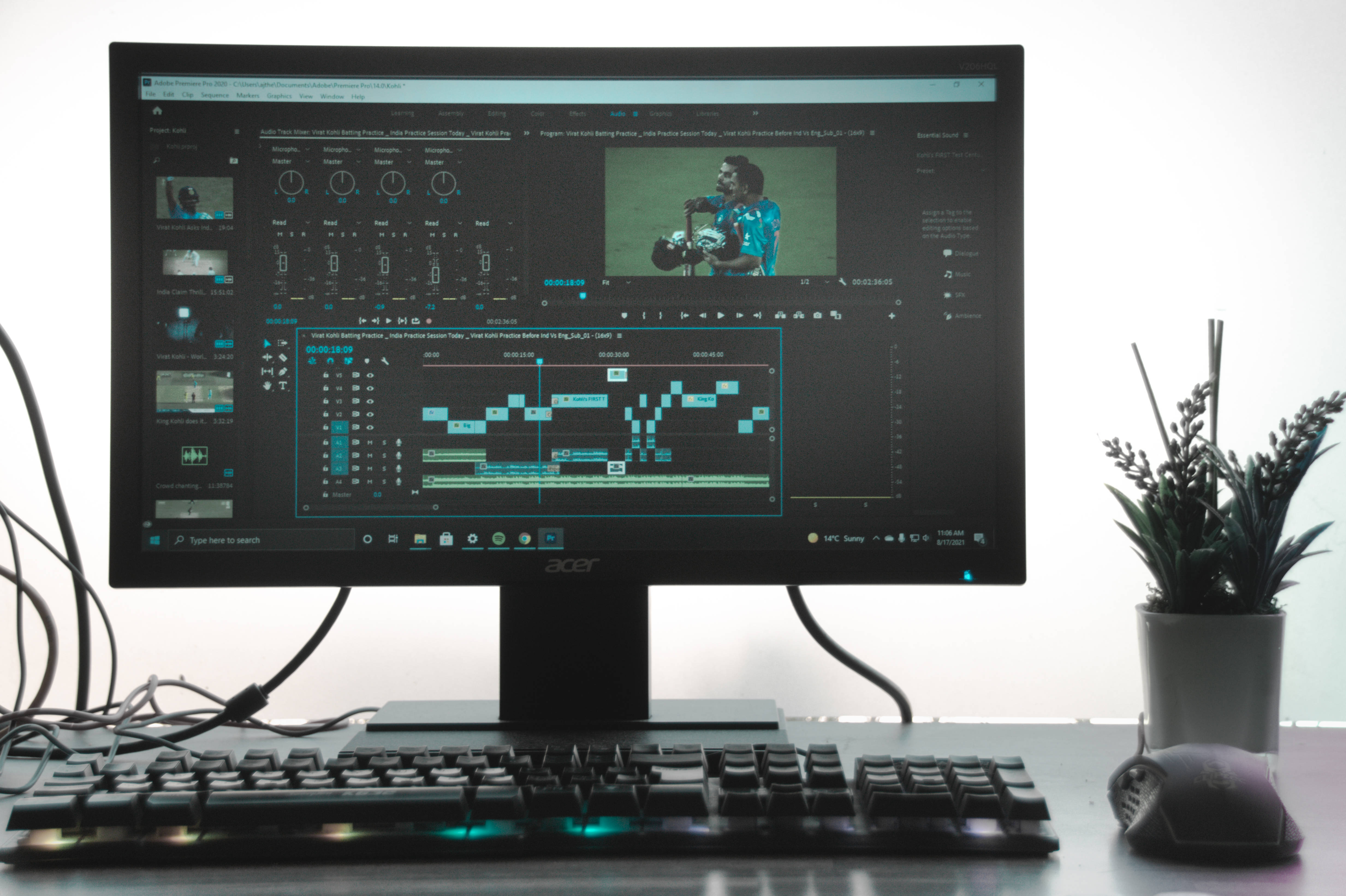 Microsoft Desktop, video editing software interface, musician performing, 4K Desktop Wallpaper
