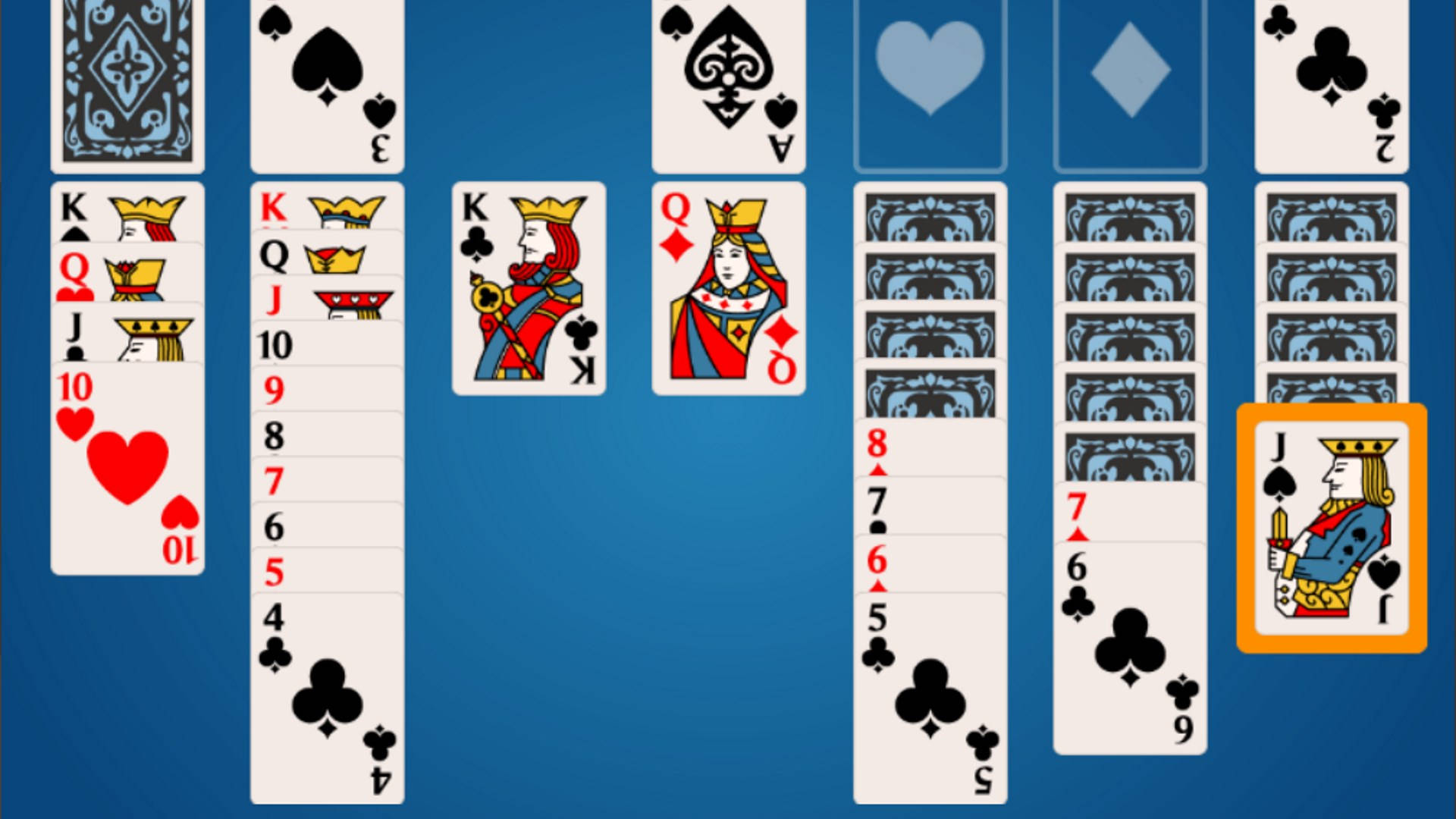 Microsoft Solitaire, blue background, royal cards, Full HD Desktop Wallpaper