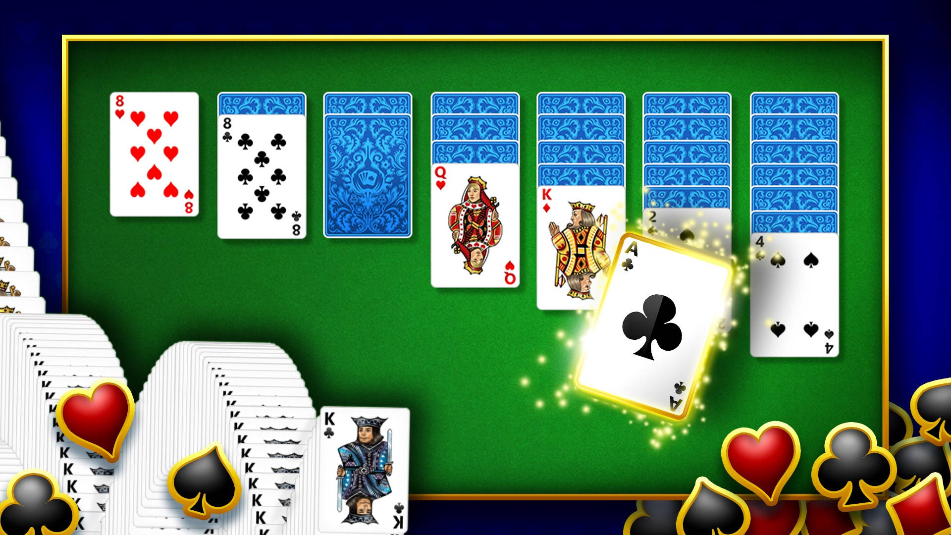 Microsoft Solitaire, game card collection, glowing cards, Full HD Desktop Wallpaper