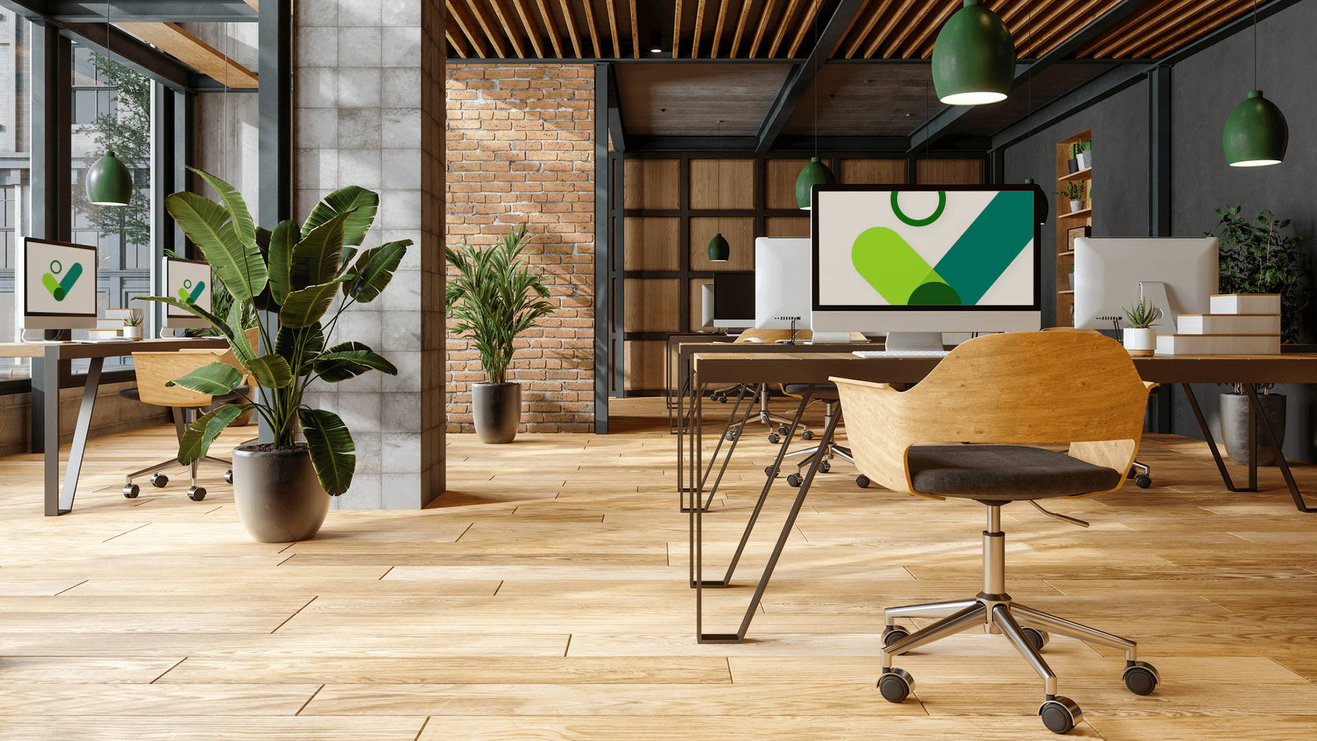 Microsoft Teams, wooden themed office, wooden floors, Full HD Desktop Wallpaper