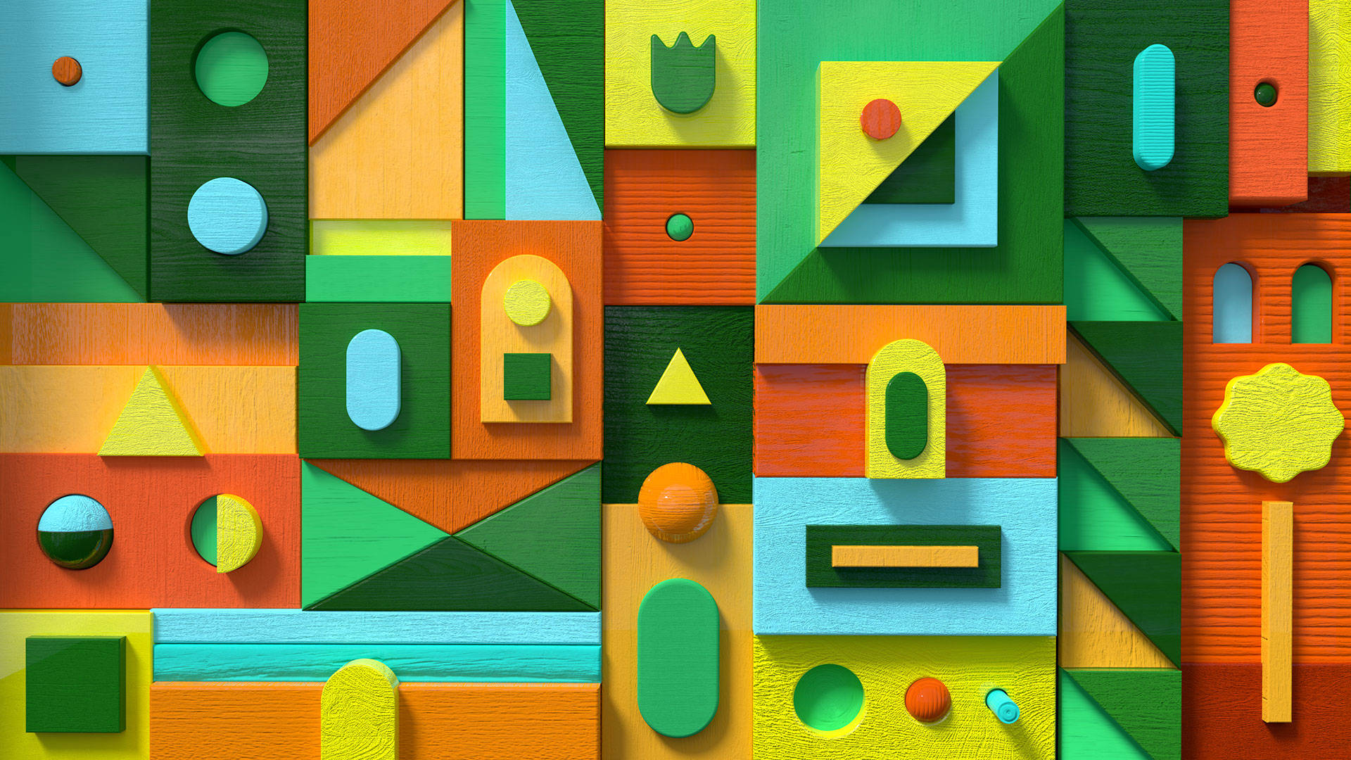 Microsoft Teams, colourful shapes, 3d-rendered, Full HD Desktop Wallpaper