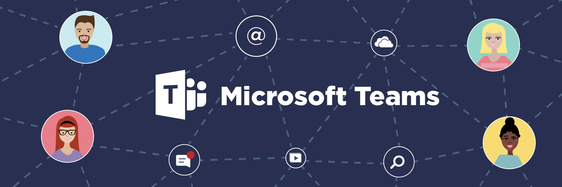Microsoft Teams, logo, connected user avatars, Full HD Desktop Wallpaper