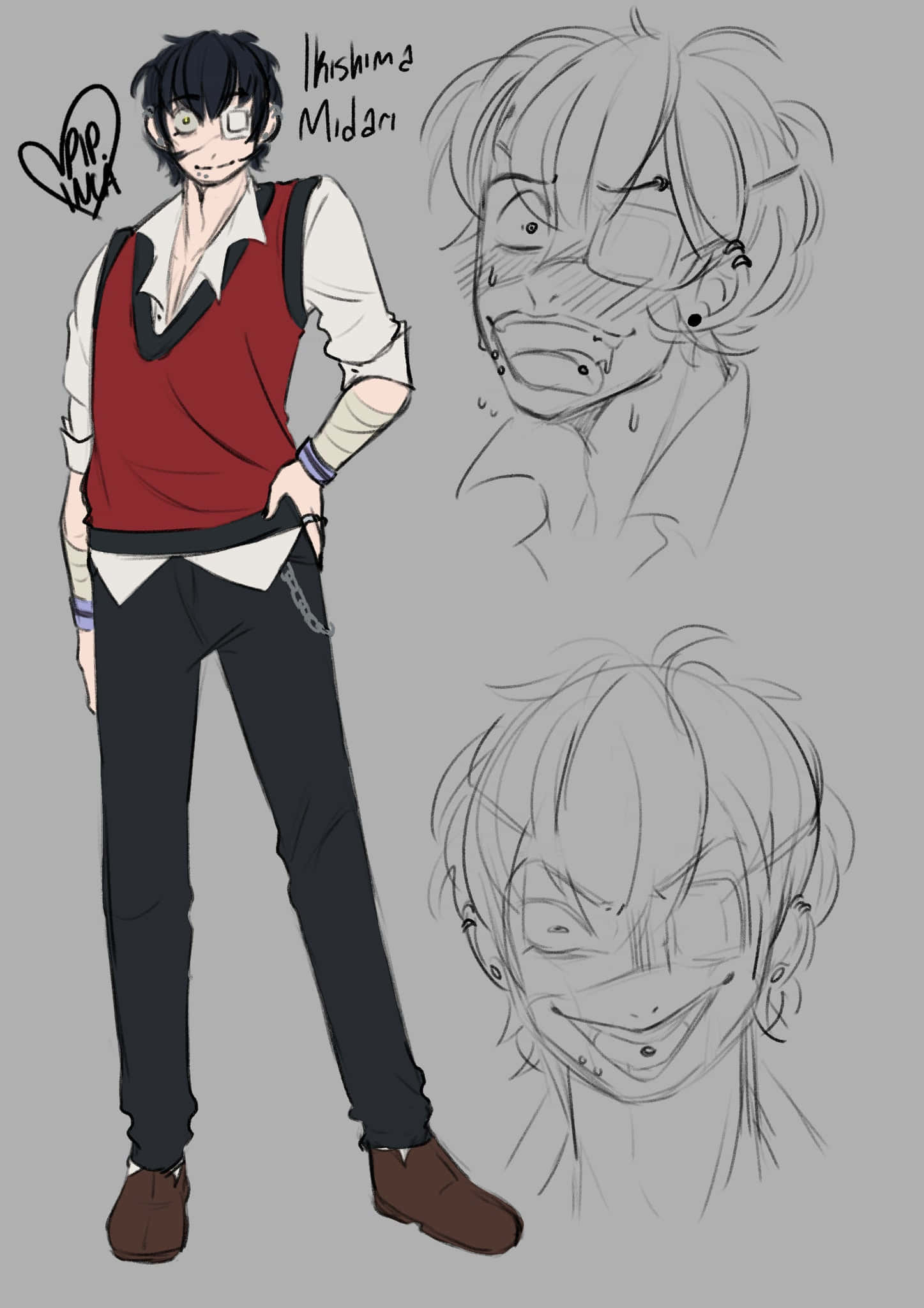 Midari Ikishima, anime character design sheet, full-body pose, Full HD Phone Wallpaper