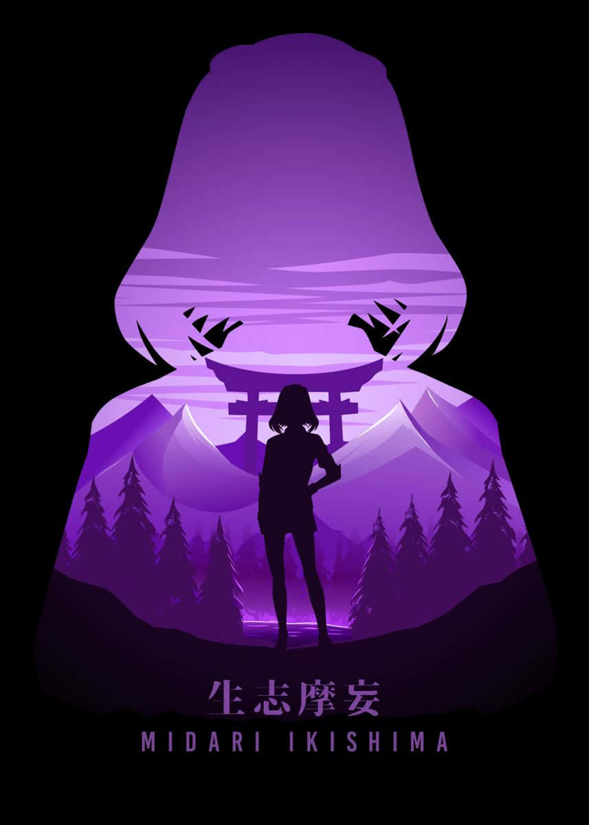 Midari Ikishima, torii gate, purple mountain landscape, SD Phone Wallpaper