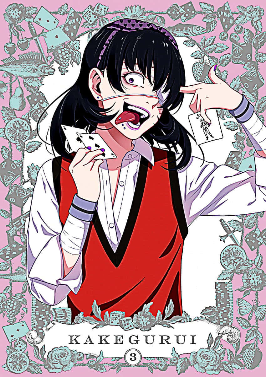 Midari Ikishima, red vest, playing cards, SD Phone Wallpaper