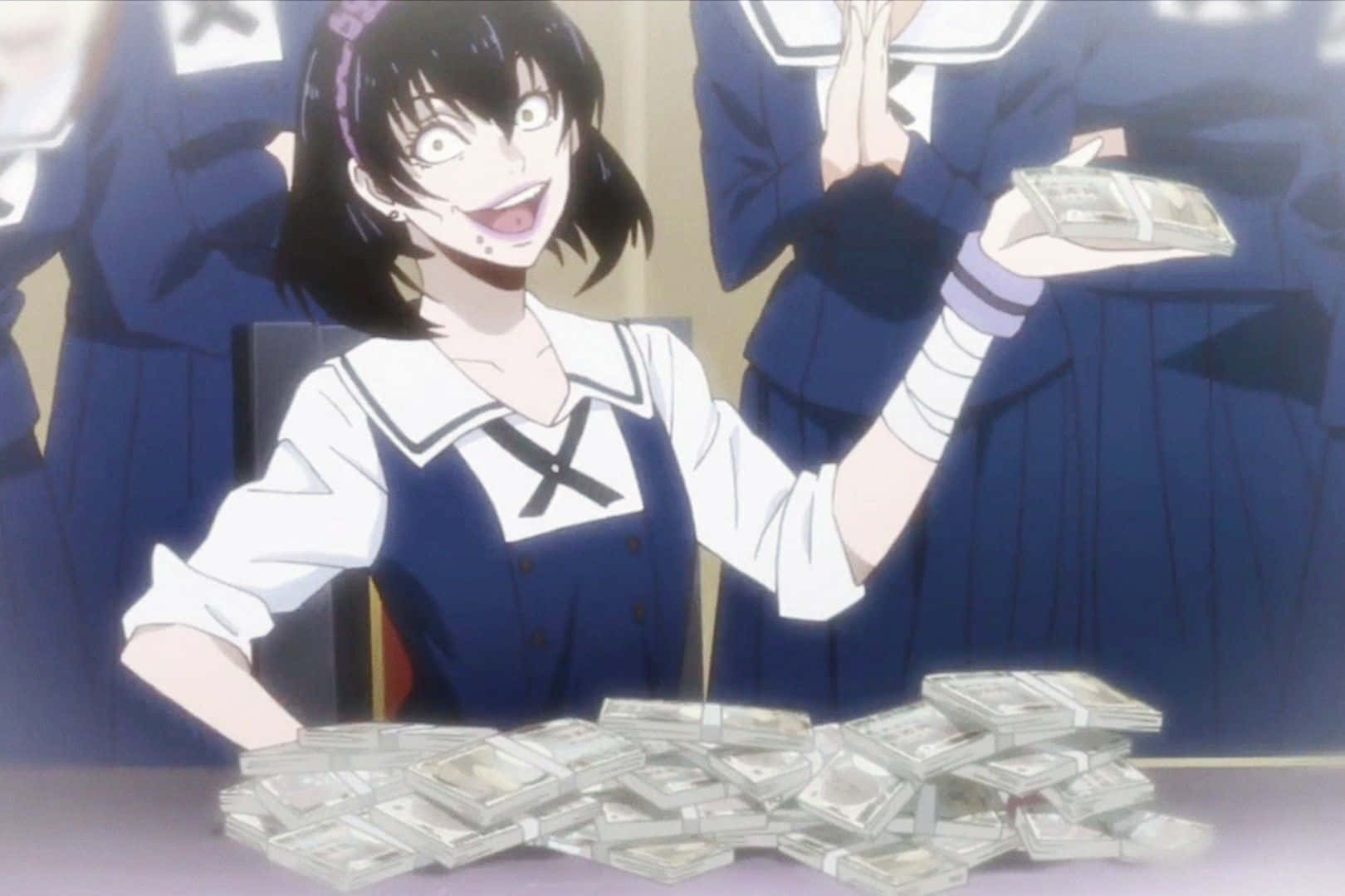Midari Ikishima, school uniform, cash, HD Desktop Wallpaper