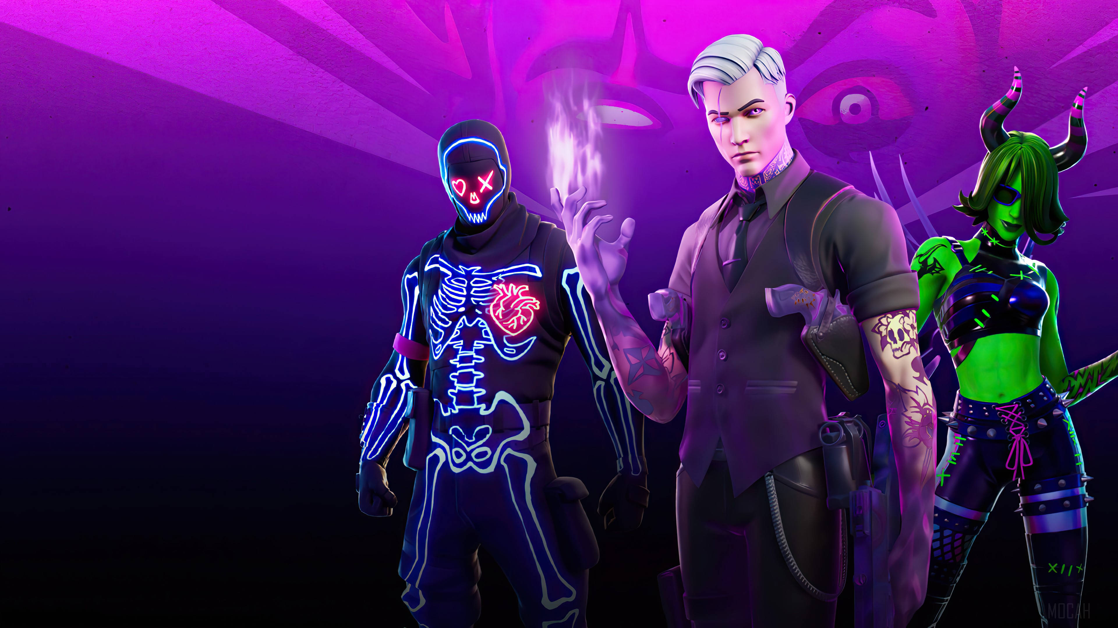Midas Fortnite Skin, Fortnite, neon purple, 4K Desktop Wallpaper